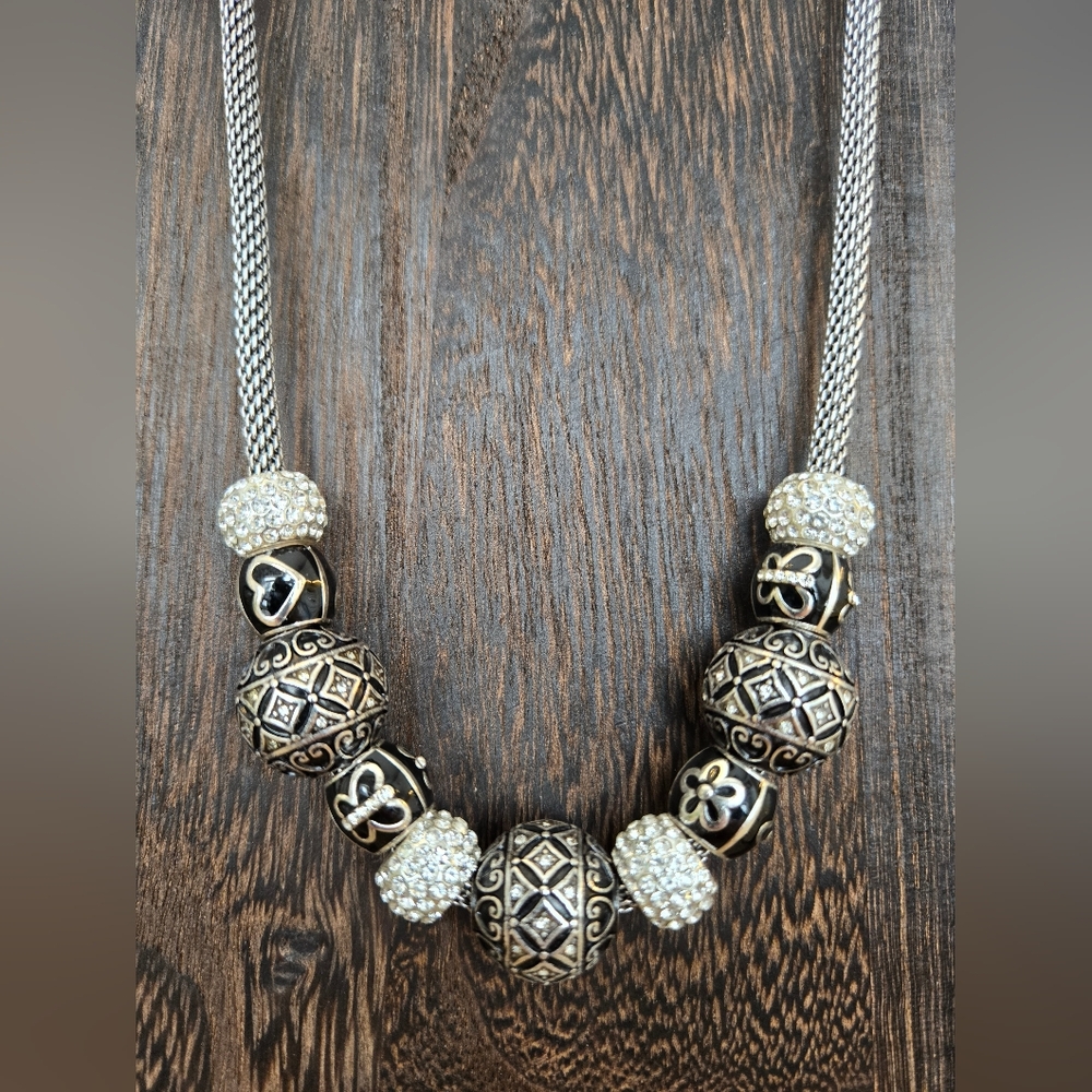 Elegant Black and Silver Beaded Necklace
